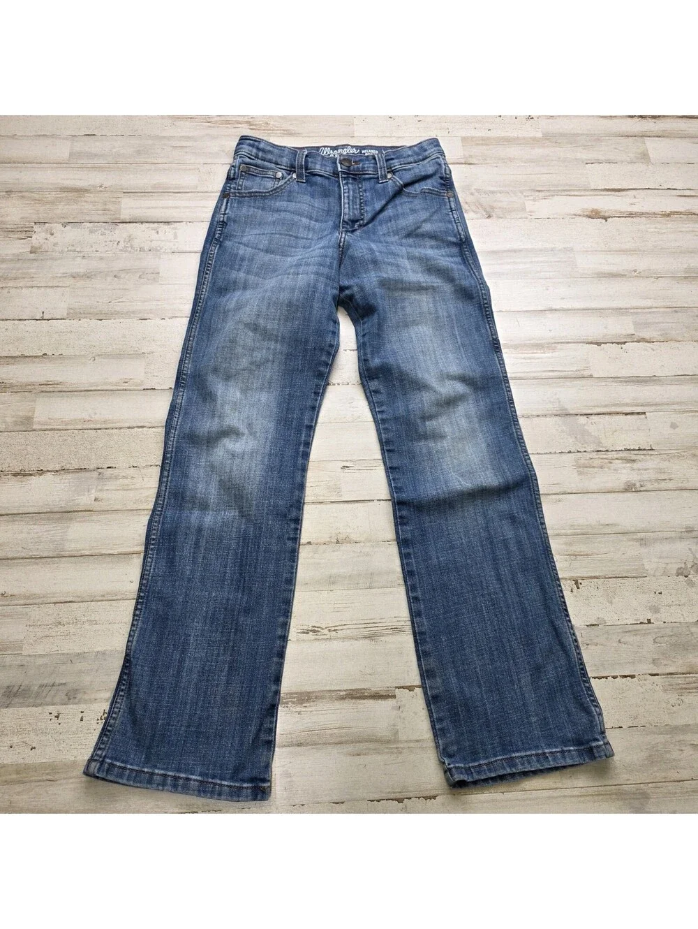 Boys Wrangler Retro Relaxed Straight Slim Fit Jeans Sz 14 Adjustable Waist Youth